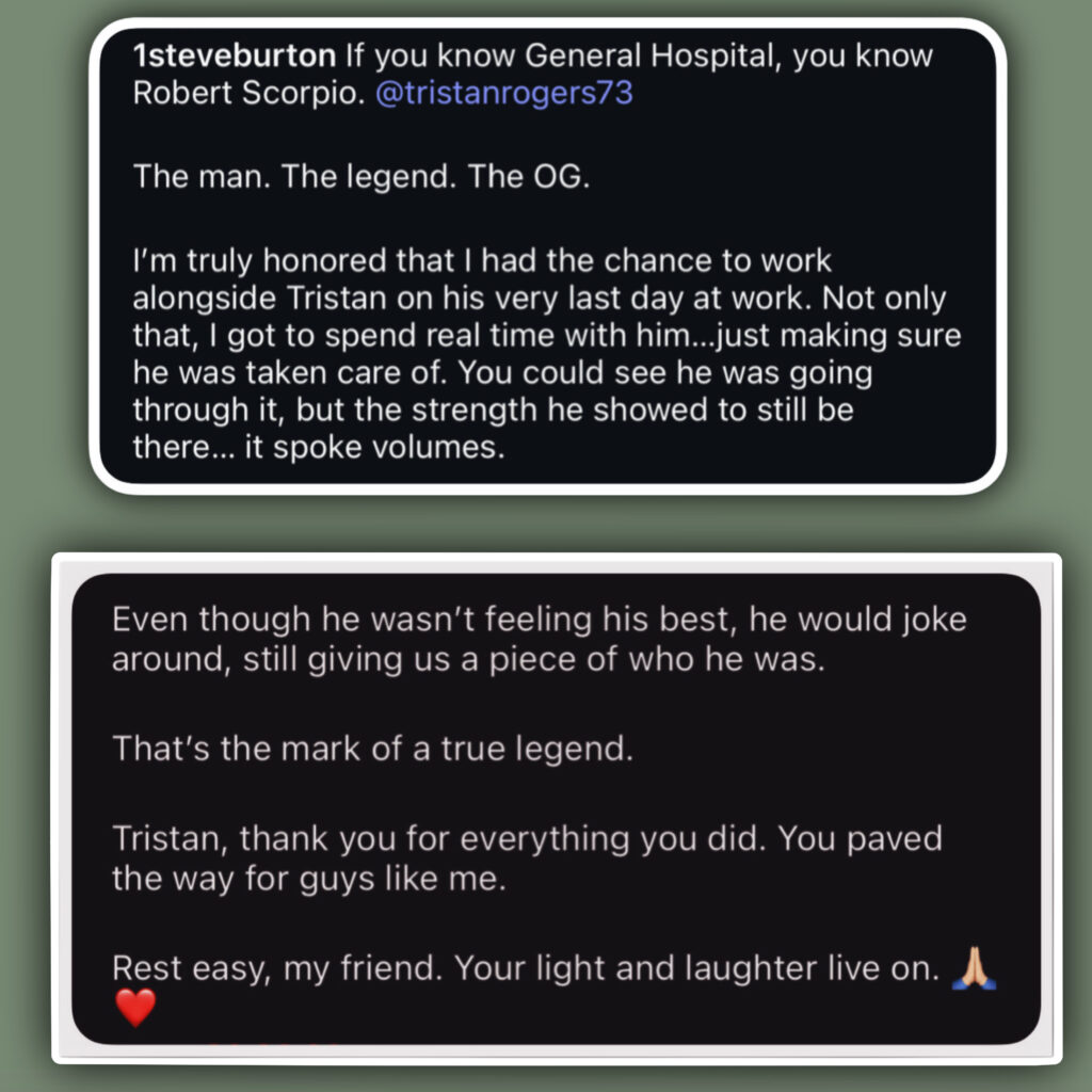 Steve Burton on Tristan Rogers’ Death 